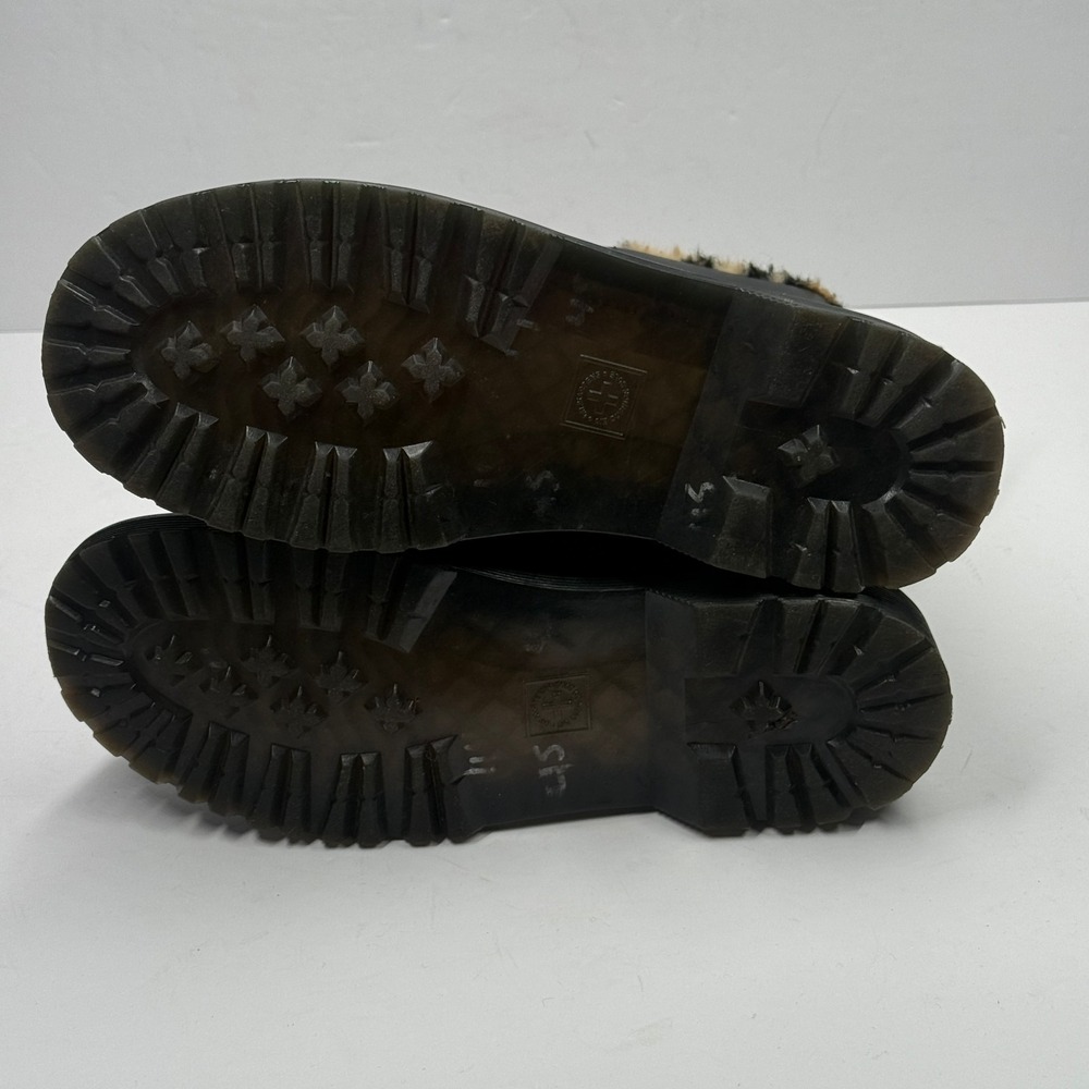 Dr. Martens 1460 Serena Leo Leopard Faux Fur Lined‎ Black Leather Boots 6M - Picture 3 of 10